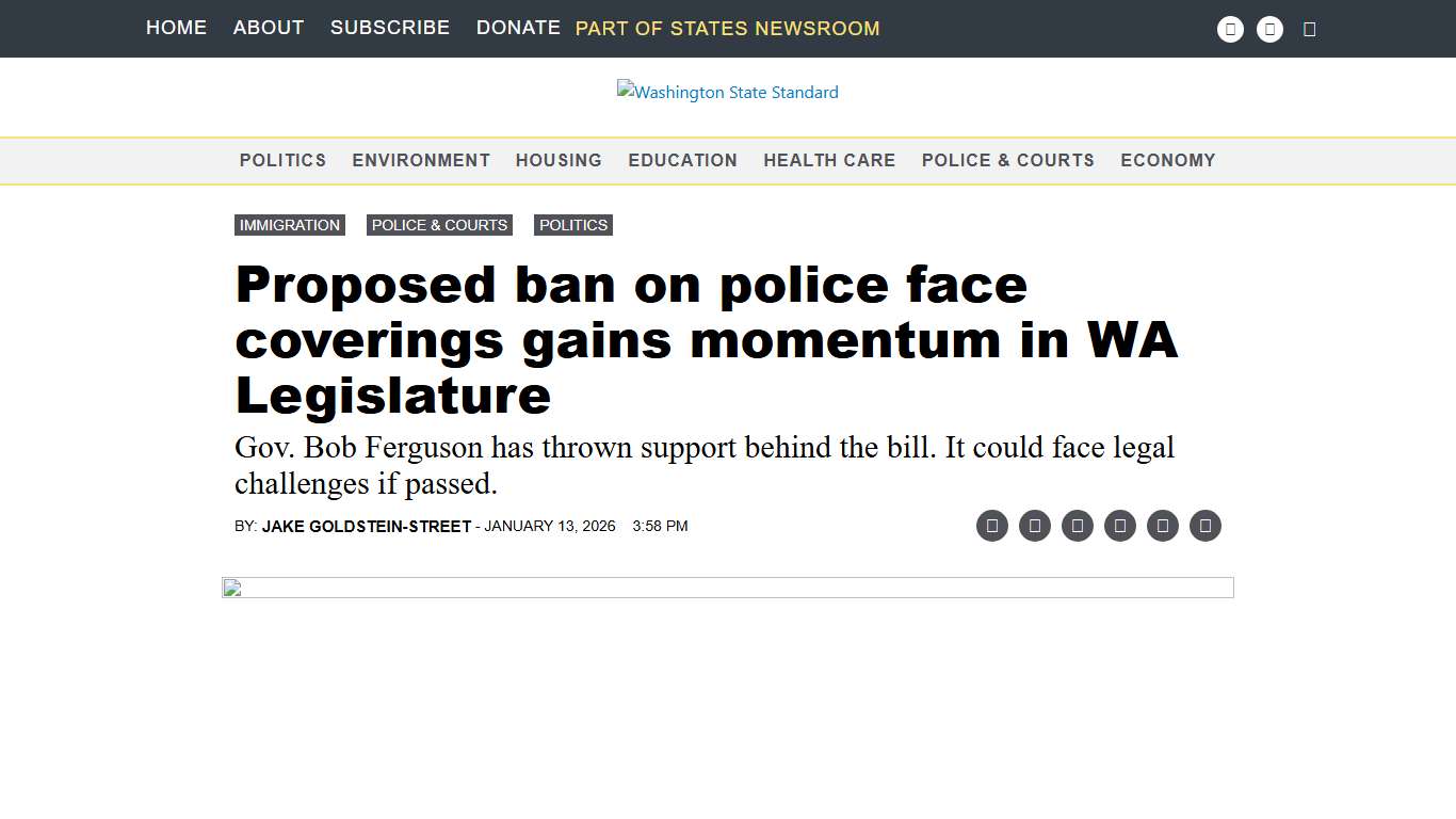 Proposed ban on police face coverings gains momentum in WA Legislature • Washington State Standard